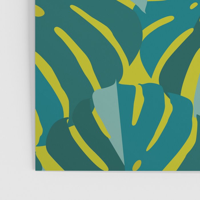 Monstera Leaves in Teal Poster Gallery Image 3