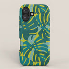Monstera Leaves in Teal iPhone Case Gallery Image 1