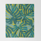 Monstera Leaves in Teal Throw Blanket Gallery Image 2