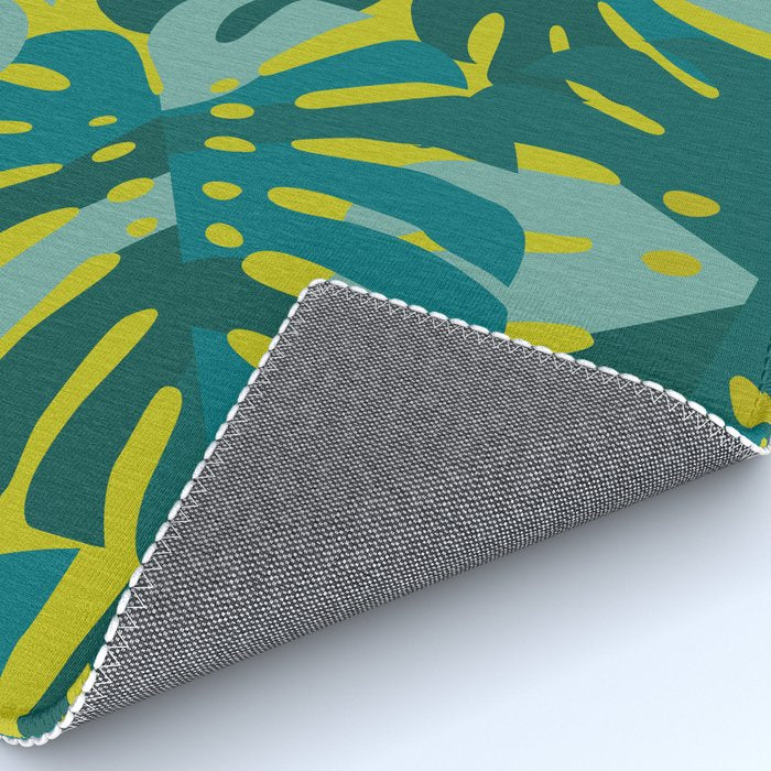 Monstera Leaves in Teal Rug Gallery Image 4
