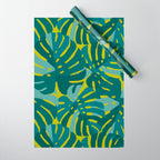Monstera Leaves in Teal Wrapping Paper Gallery Image 1