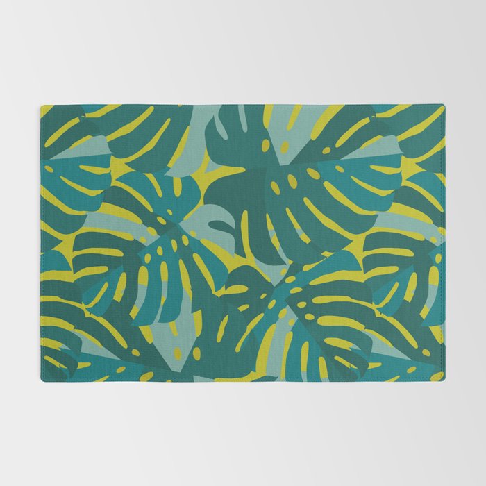 Monstera Leaves in Teal Rug Gallery Image 2