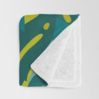 Monstera Leaves in Teal Throw Blanket Gallery Image 3