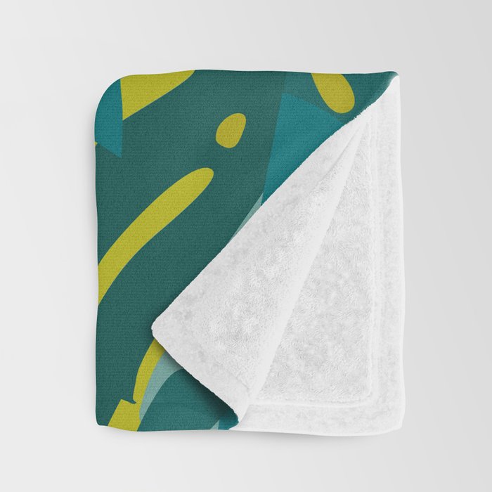 Monstera Leaves in Teal Throw Blanket Gallery Image 3