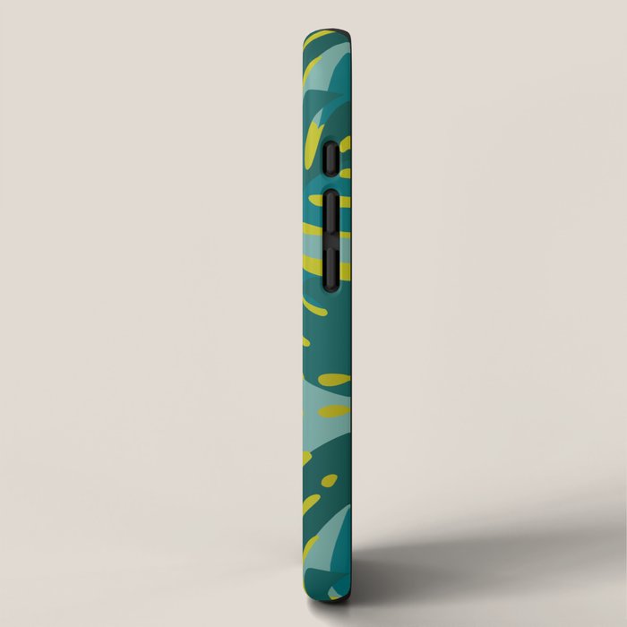 Monstera Leaves in Teal iPhone Case Gallery Image 2