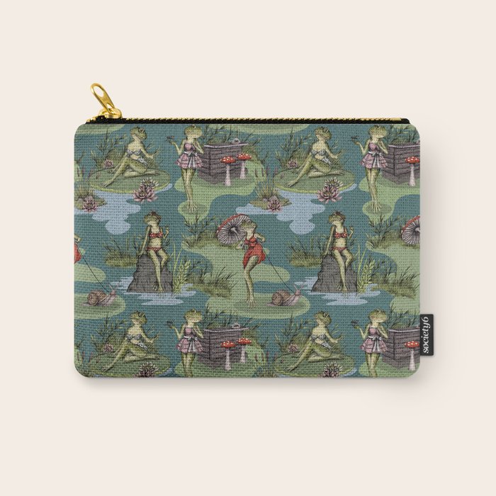 Vintage Pin-Up Girl Frogs Carry All Pouch Gallery Image 1