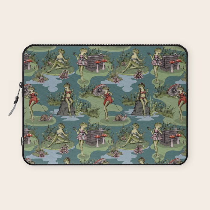 Vintage Pin-Up Girl Frogs Laptop Sleeve Gallery Image 1