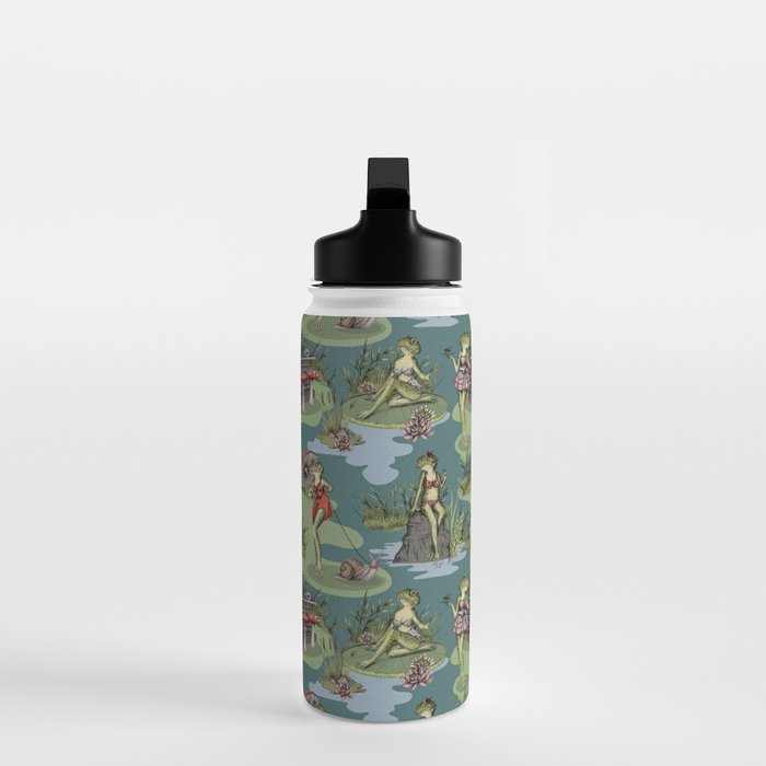 Vintage Pin-Up Girl Frogs Water Bottle Gallery Image 3