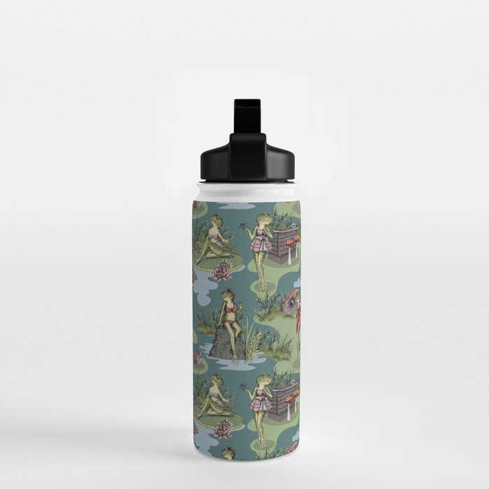 Vintage Pin-Up Girl Frogs Water Bottle Gallery Image 2