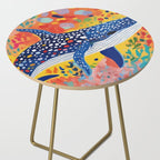 Spotted Whale, Wildlife Ocean Life Fish Illustration, Eclectic Bohemian Painting Free Swim Sea Underwater Side Table Gallery Image 2