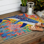 Spotted Whale, Wildlife Ocean Life Fish Illustration, Eclectic Bohemian Painting Free Swim Sea Underwater Outdoor Rug Gallery Image 2