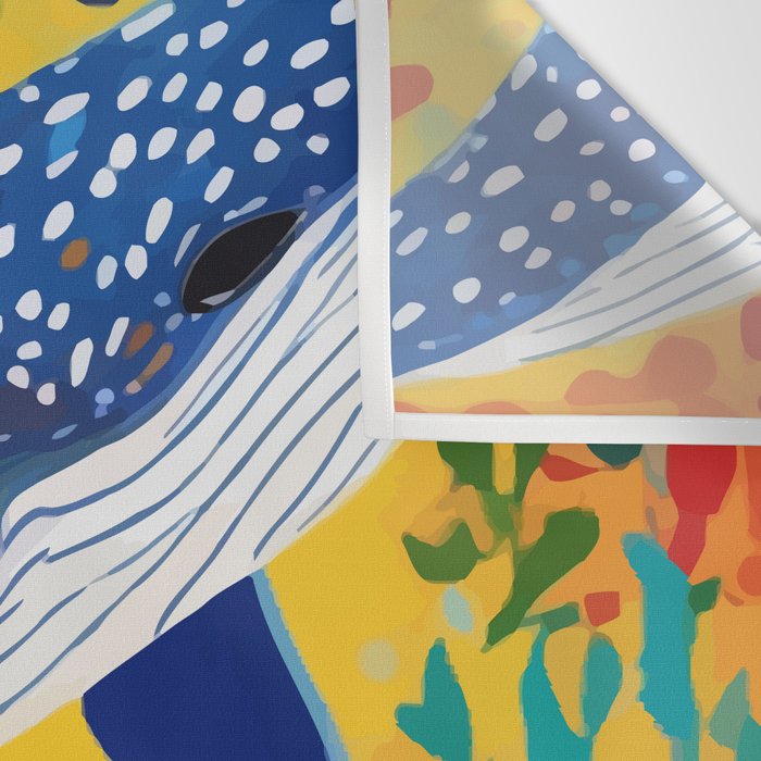 Spotted Whale, Wildlife Ocean Life Fish Illustration, Eclectic Bohemian Painting Free Swim Sea Underwater Wall Tapestry Gallery Image 3
