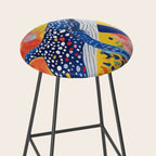 Spotted Whale, Wildlife Ocean Life Fish Illustration, Eclectic Bohemian Painting Free Swim Sea Underwater Stool Gallery Image 2