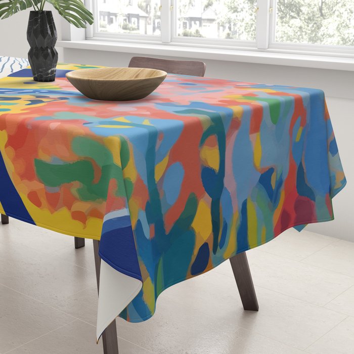 Spotted Whale, Wildlife Ocean Life Fish Illustration, Eclectic Bohemian Painting Free Swim Sea Underwater Tablecloth Gallery Image 3