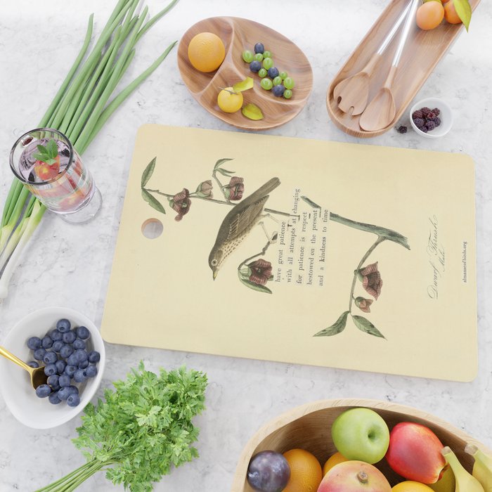 Bird Divinations: Dwarf Thrush (about: almanacofbirds.org) Cutting Board Gallery Image 2