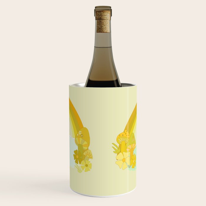Mushy mushroom longboard surf retro floral daydreams by surfy birdy Wine Chiller Gallery Image 1