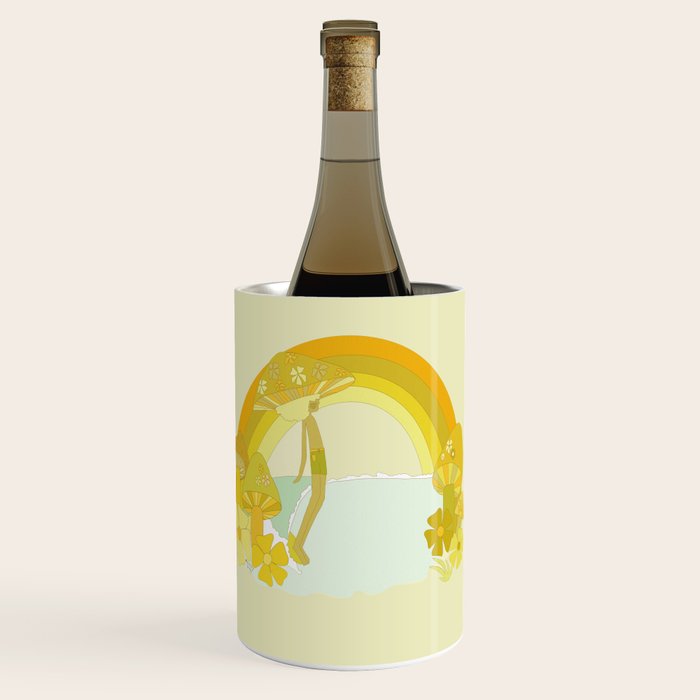 Mushy mushroom longboard surf retro floral daydreams by surfy birdy Wine Chiller Gallery Image 2