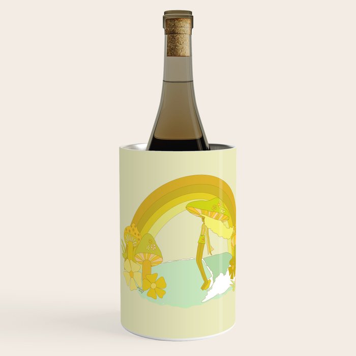 Mushy mushroom longboard surf retro floral daydreams by surfy birdy Wine Chiller Gallery Image 3