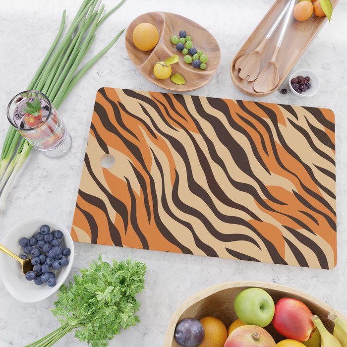 Tiger stripe animal print art pattern Cutting Board Gallery Image 2