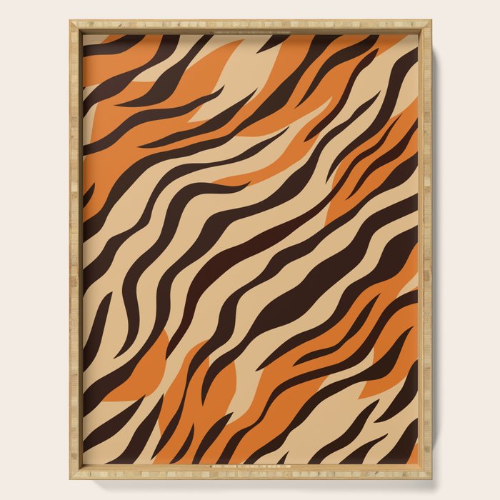 Tiger stripe animal print art pattern Serving Tray Gallery Image 1