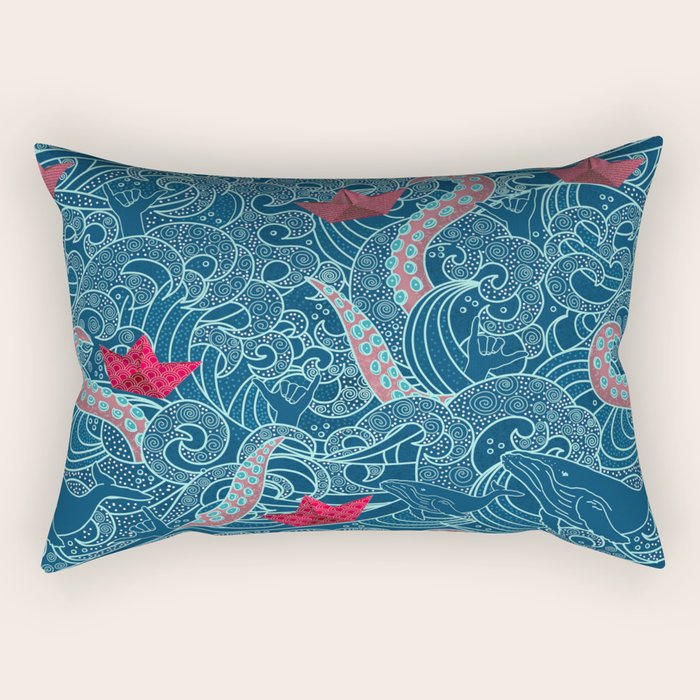 Octopus Ocean Playground smaller print Rectangular Pillow Gallery Image 2