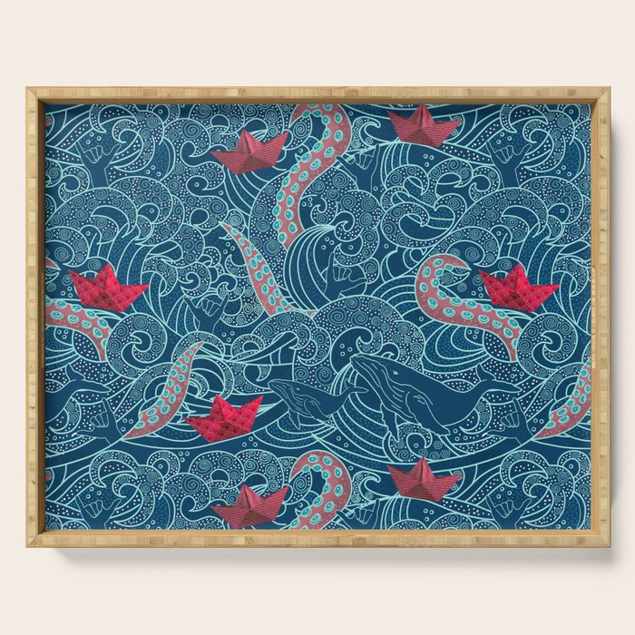 Octopus Ocean Playground smaller print Serving Tray Gallery Image 1