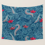 Octopus Ocean Playground smaller print Wall Tapestry Gallery Image 4