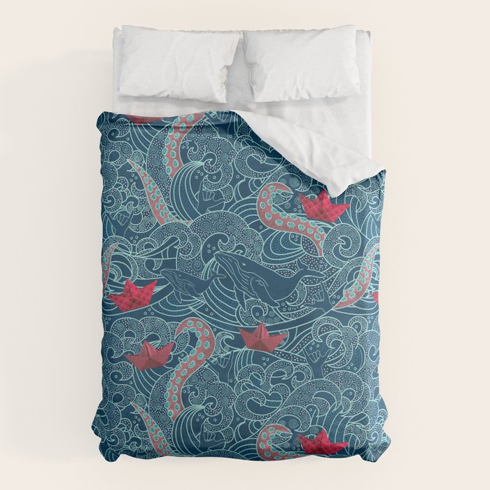 Octopus Ocean Playground smaller print Duvet Cover Gallery Image 6