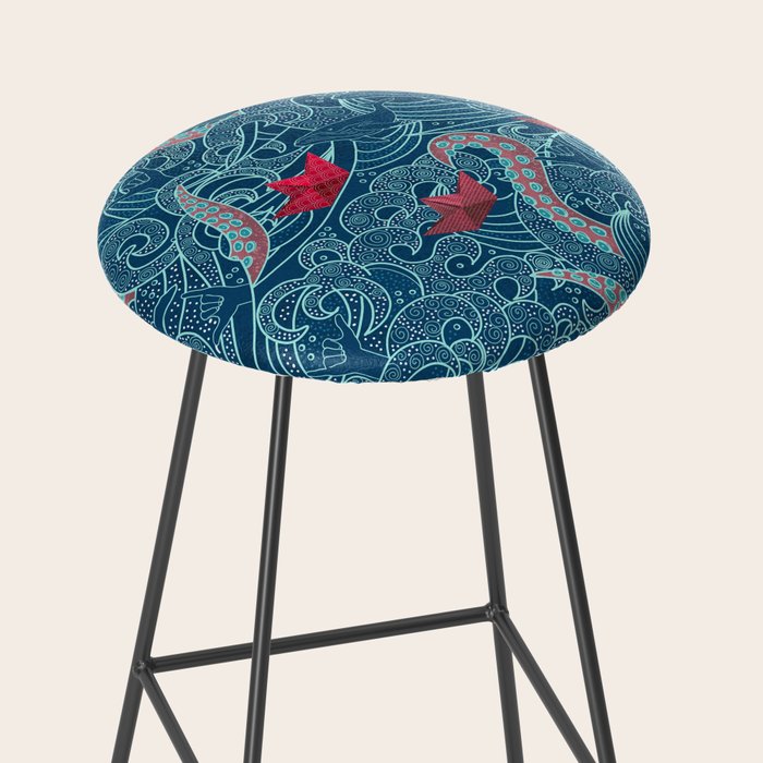 Octopus Ocean Playground smaller print Stool Gallery Image 2
