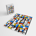Bauhaus Aesthetic Piet Mondrian De Stijl Inspired Painted Pattern Jigsaw Puzzle Gallery Image 2