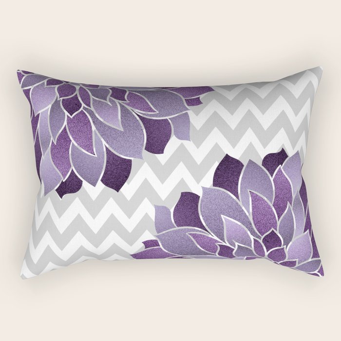 Floral Prints, Chevron, Purple and Gray Rectangular Pillow Gallery Image 1