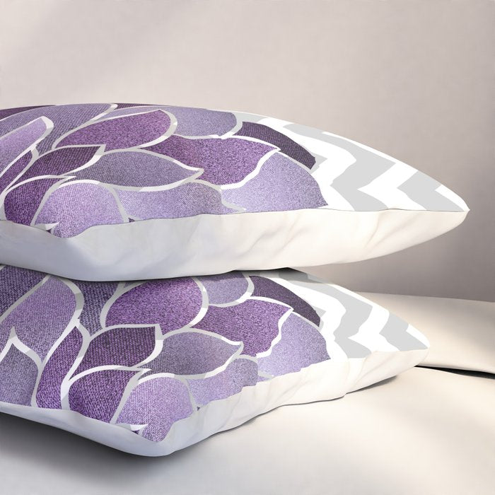 Floral Prints, Chevron, Purple and Gray Pillow Sham Gallery Image 3