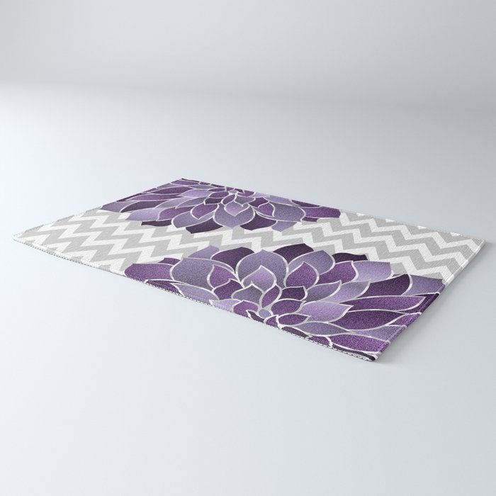 Floral Prints, Chevron, Purple and Gray Rug Gallery Image 3