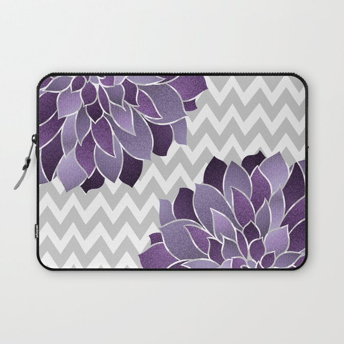 Floral Prints, Chevron, Purple and Gray Laptop Sleeve Gallery Image 1