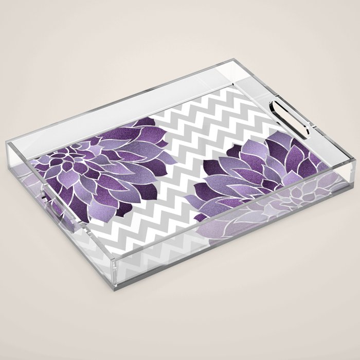 Floral Prints, Chevron, Purple and Gray Acrylic Tray Gallery Image 1