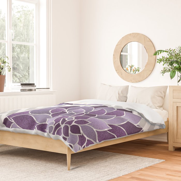 Floral Prints, Chevron, Purple and Gray Duvet Cover Gallery Image 2