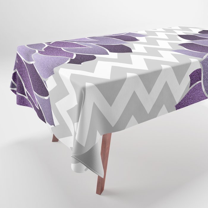Floral Prints, Chevron, Purple and Gray Tablecloth Gallery Image 1