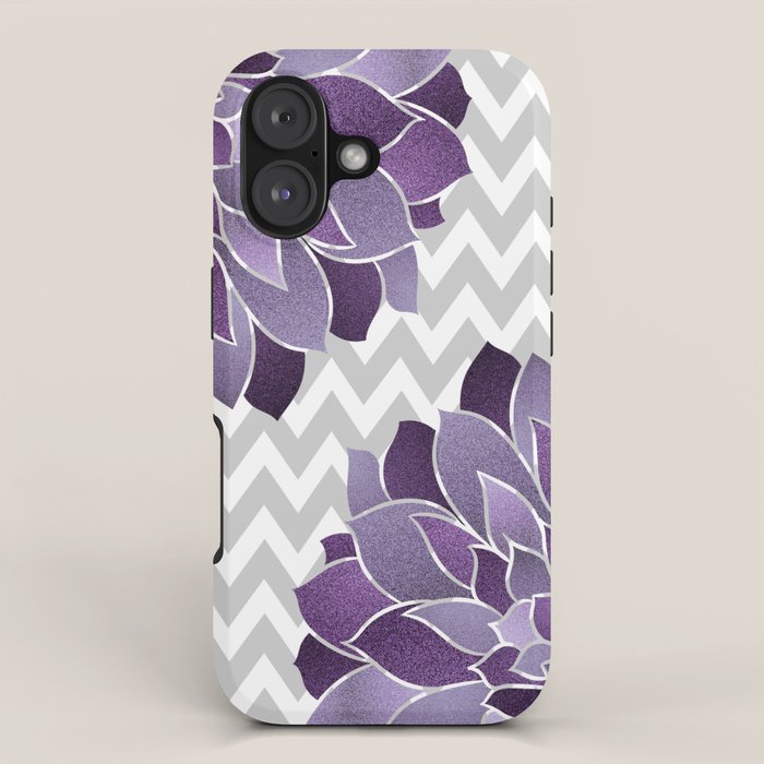 Floral Prints, Chevron, Purple and Gray iPhone Case Gallery Image 1