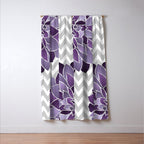 Floral Prints, Chevron, Purple and Gray Window Curtain Gallery Image 3
