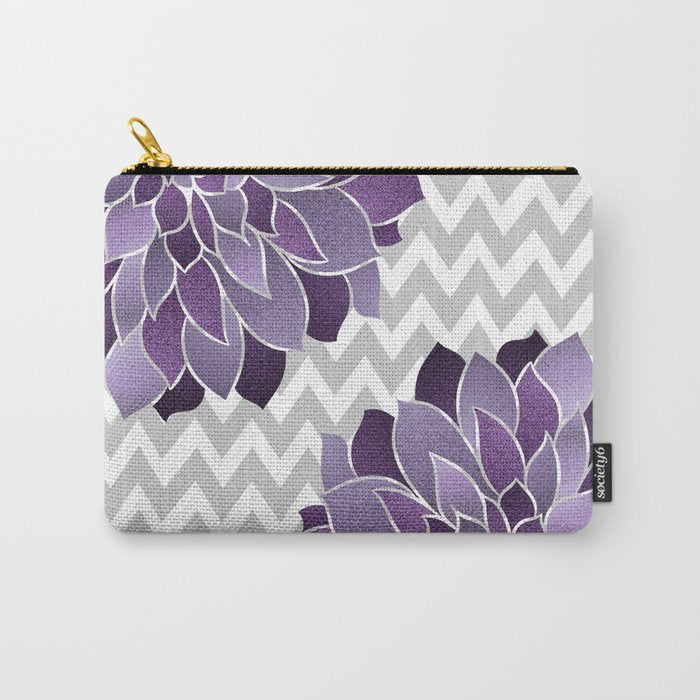 Floral Prints, Chevron, Purple and Gray Carry All Pouch Gallery Image 1