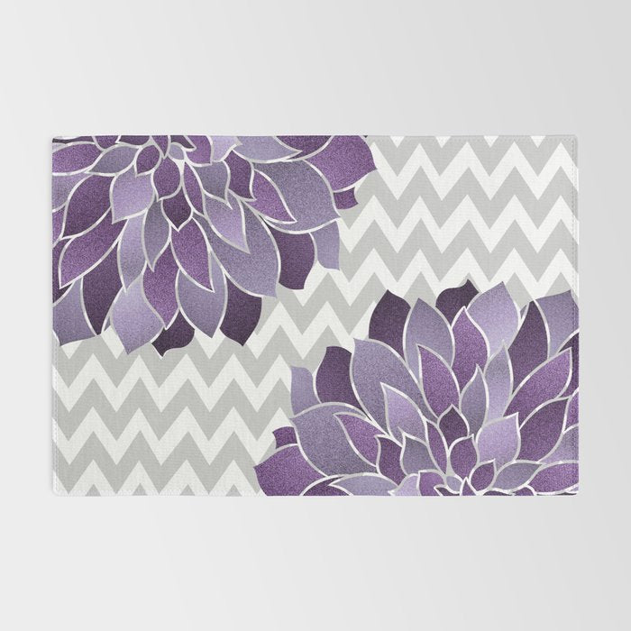 Floral Prints, Chevron, Purple and Gray Rug Gallery Image 2