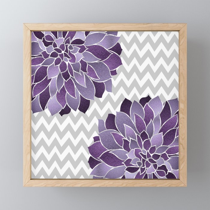 Floral Prints, Chevron, Purple and Gray Mini Art Print Gallery Image 1