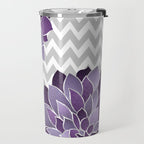 Floral Prints, Chevron, Purple and Gray Travel Mug Gallery Image 2