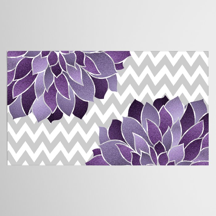 Floral Prints, Chevron, Purple and Gray Tablecloth Gallery Image 2
