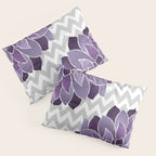 Floral Prints, Chevron, Purple and Gray Pillow Sham Gallery Image 3