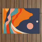 Colorful mountain nature landscape art Outdoor Rug Gallery Image 1