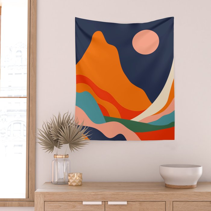 Colorful mountain nature landscape art Wall Tapestry Gallery Image 2
