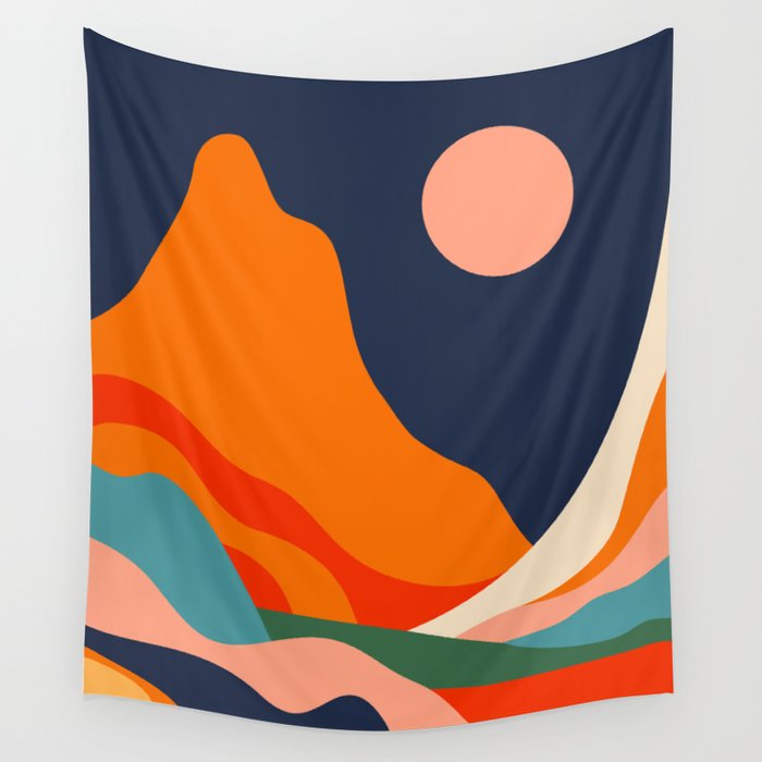 Colorful mountain nature landscape art Wall Tapestry Gallery Image 4