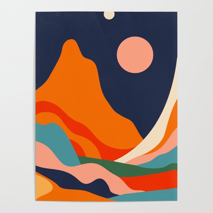 Colorful mountain nature landscape art Poster Gallery Image 4