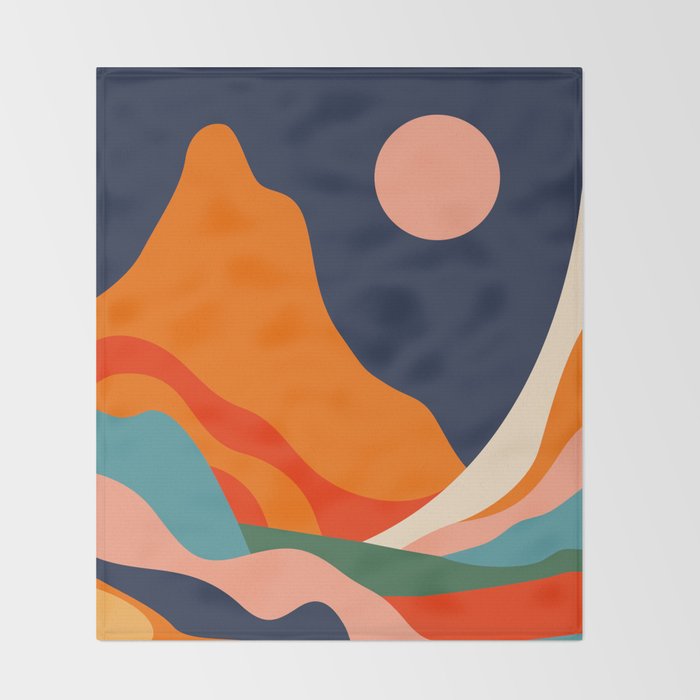 Colorful mountain nature landscape art Throw Blanket Gallery Image 2